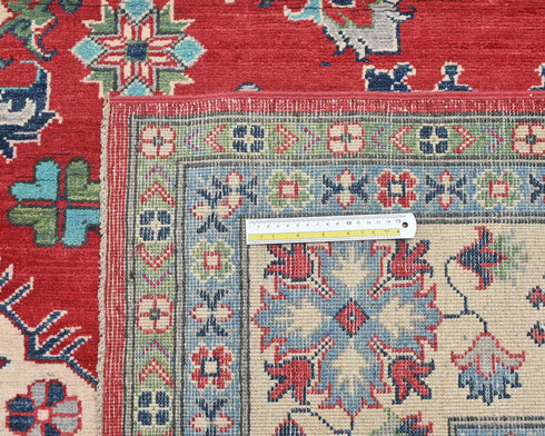 8x10 Red Kuba Afghan Hand Knotted Wool Area Rug